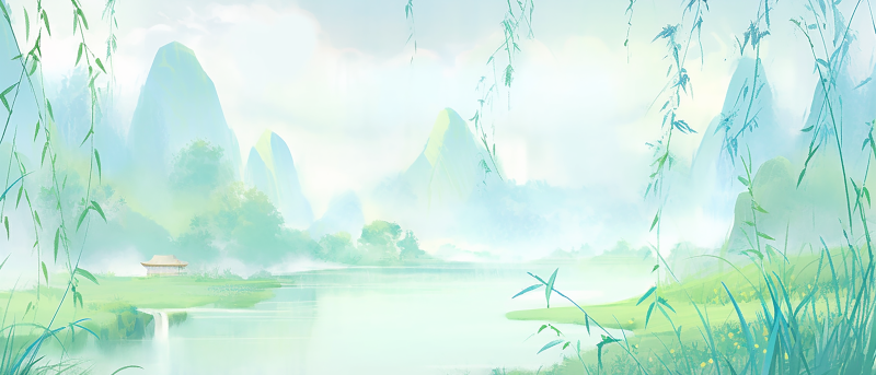 千庫(kù)網(wǎng)_清明節(jié)清明中國(guó)風(fēng)山水綠色淡雅古風(fēng)背景插畫(huà)_插畫(huà)編號(hào)312936