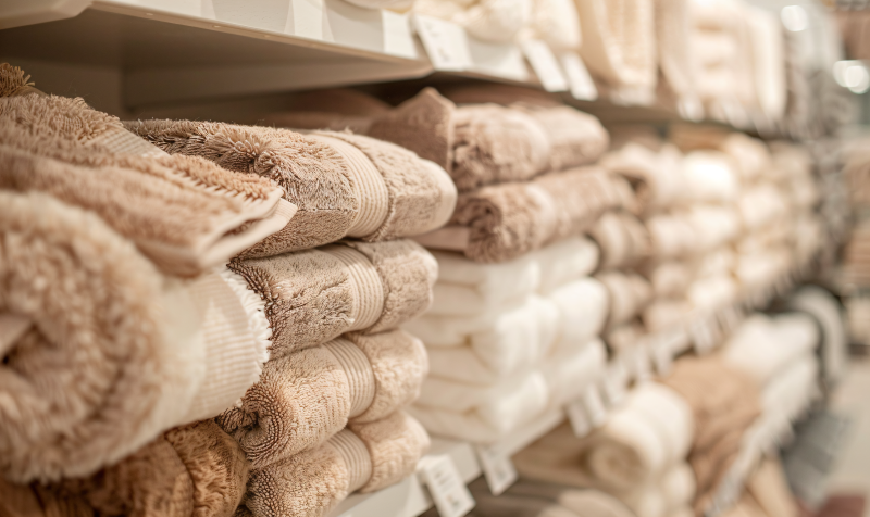 千庫(kù)網(wǎng)_家居用品店天然色調(diào)的棉毛巾_攝影圖編號(hào)20813614