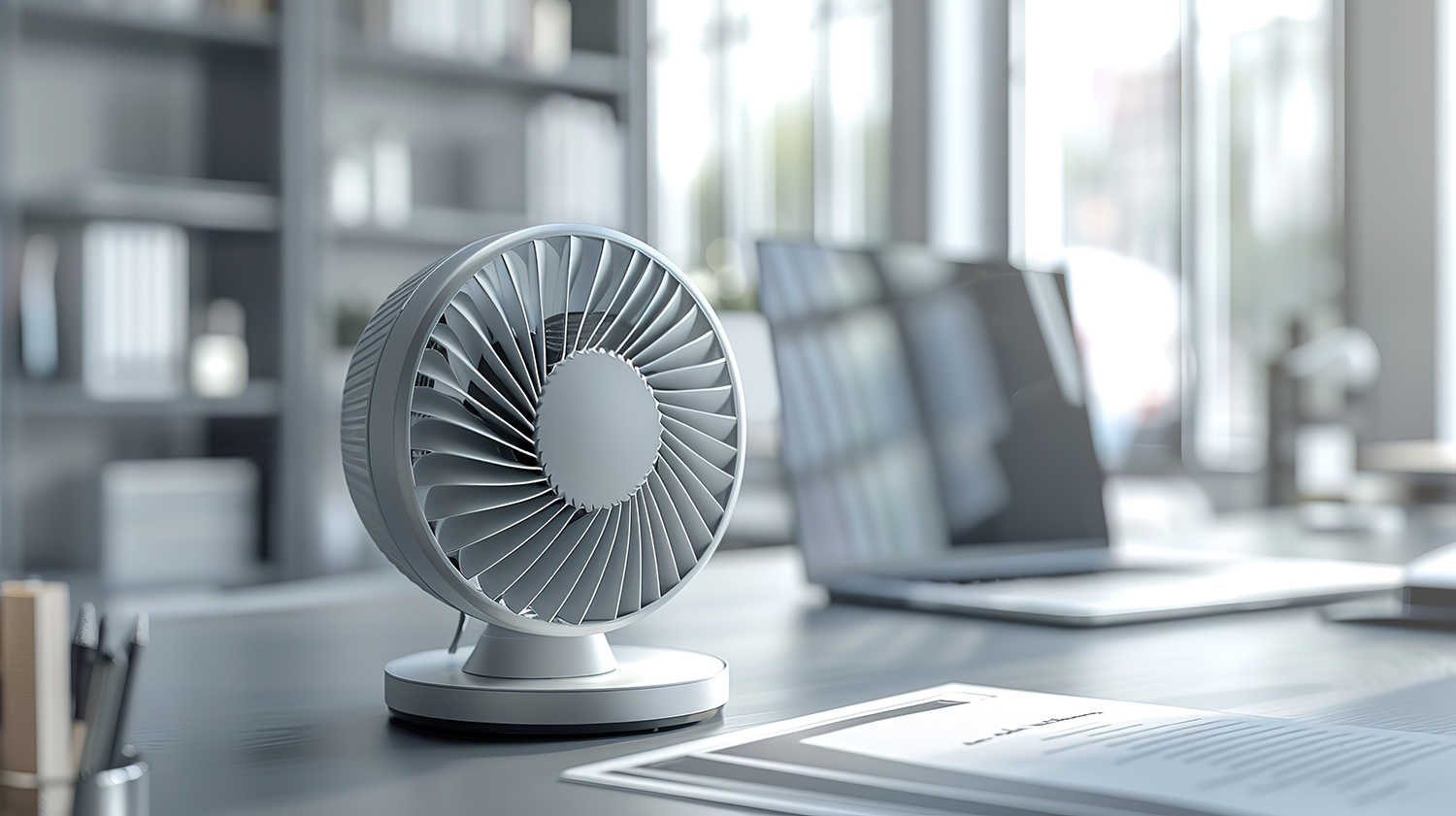 千庫(kù)網(wǎng)_夏天辦公桌上的小風(fēng)扇照片_攝影圖編號(hào)20641408